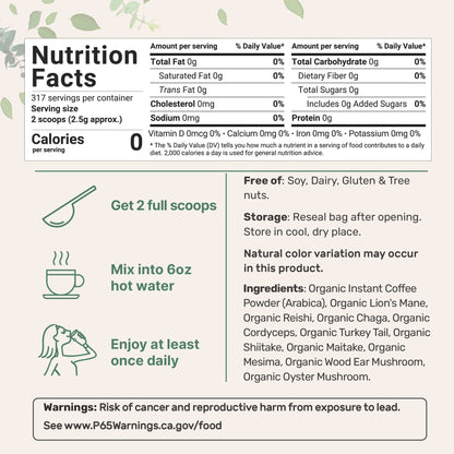Micro Ingredients Organic Instant 10 in 1 Mushroom Coffee Powder