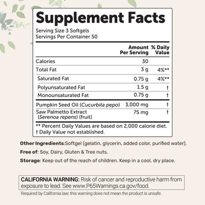 Micro Ingredients Pumpkin Seed Oil with Saw Palmetto Softgels
